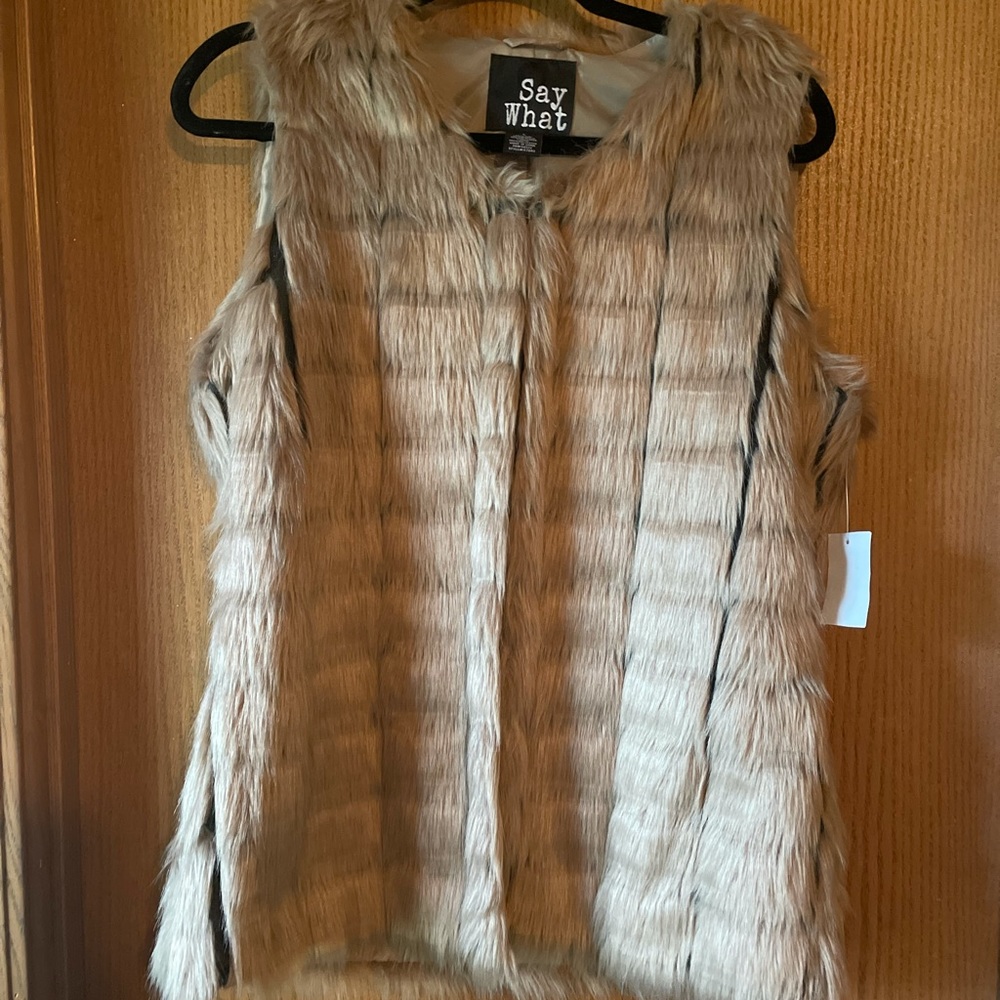 Brown faux fur vest